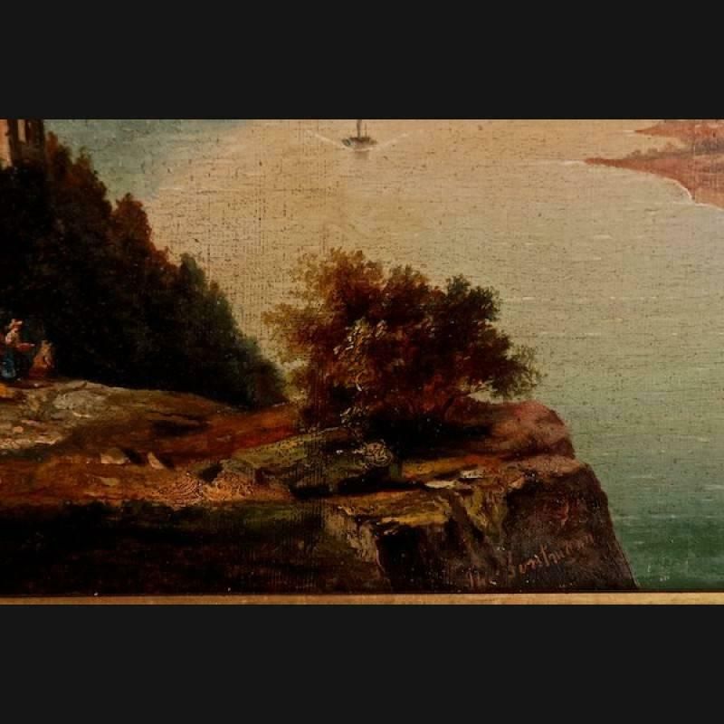 19th Century Oil Painting With Castle View photo 2641.0