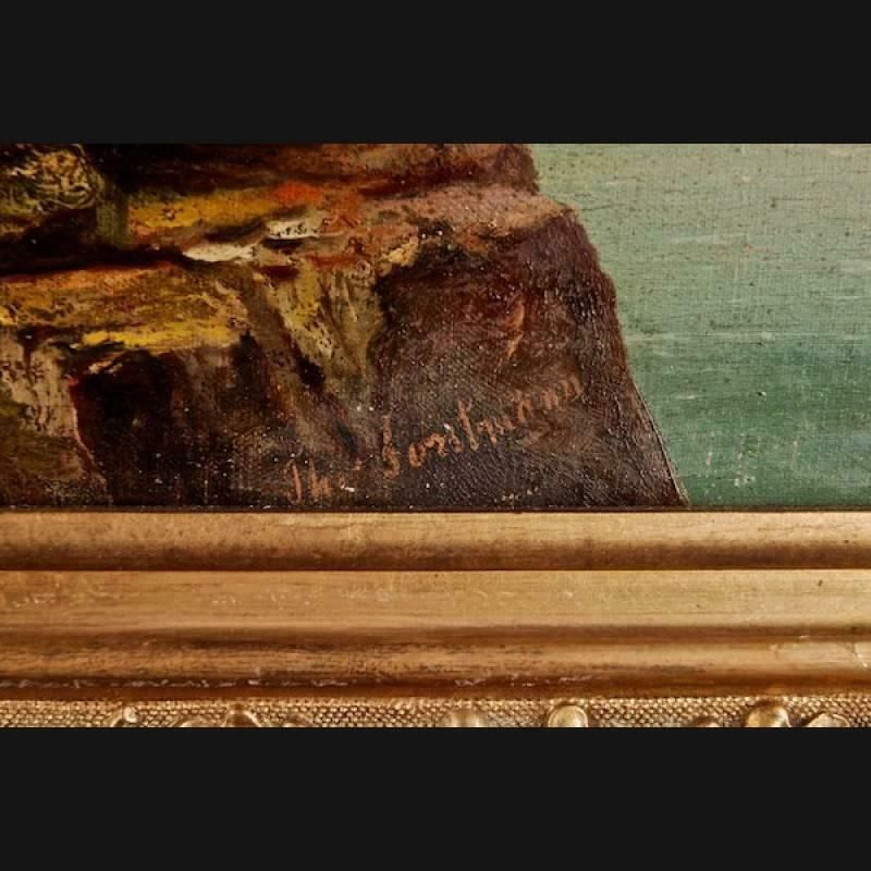 19th Century Oil Painting With Castle View photo vinterior