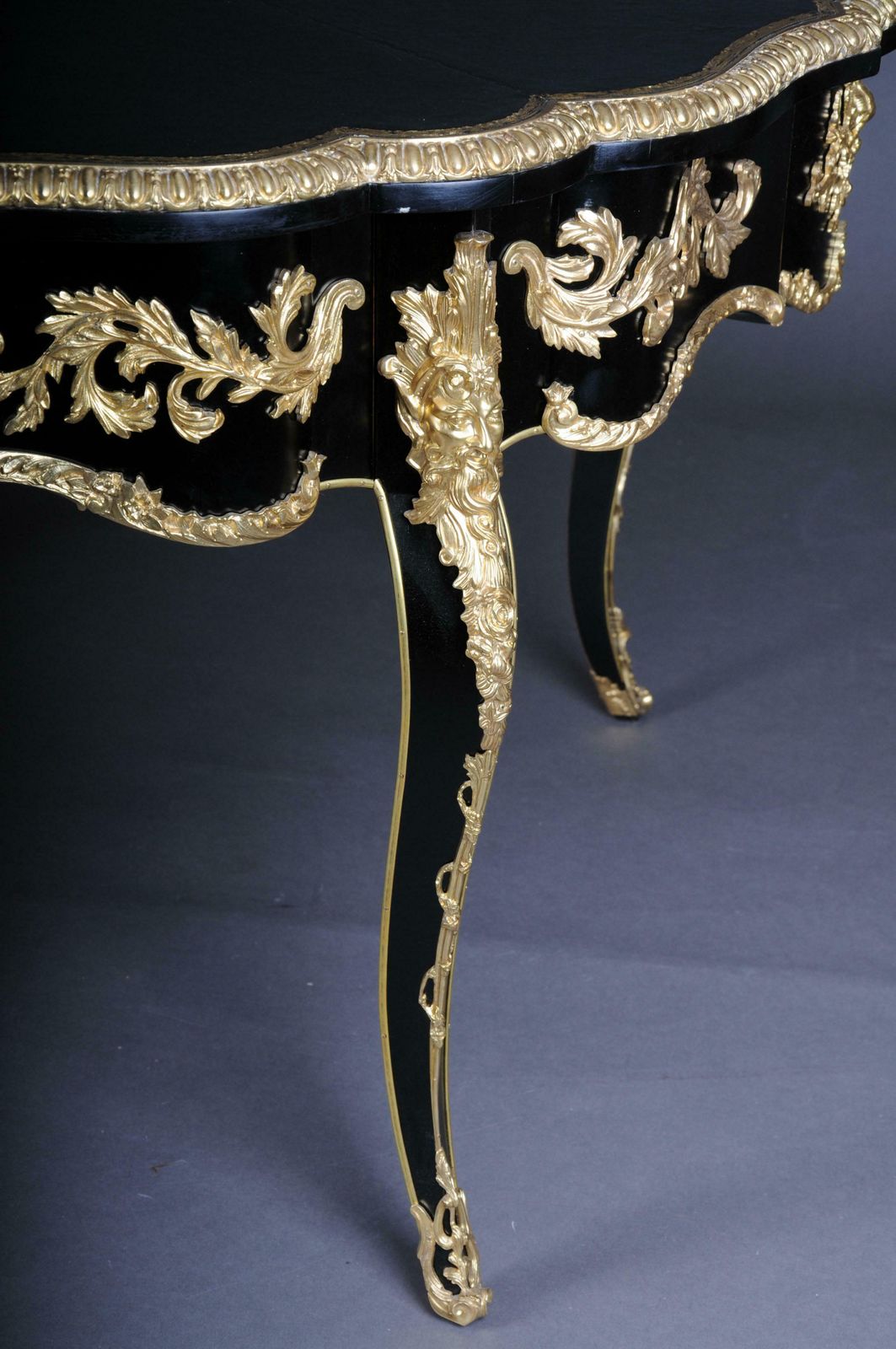 20th Century Louis XV Style French Salon Table, Black Gold photo 7882.0