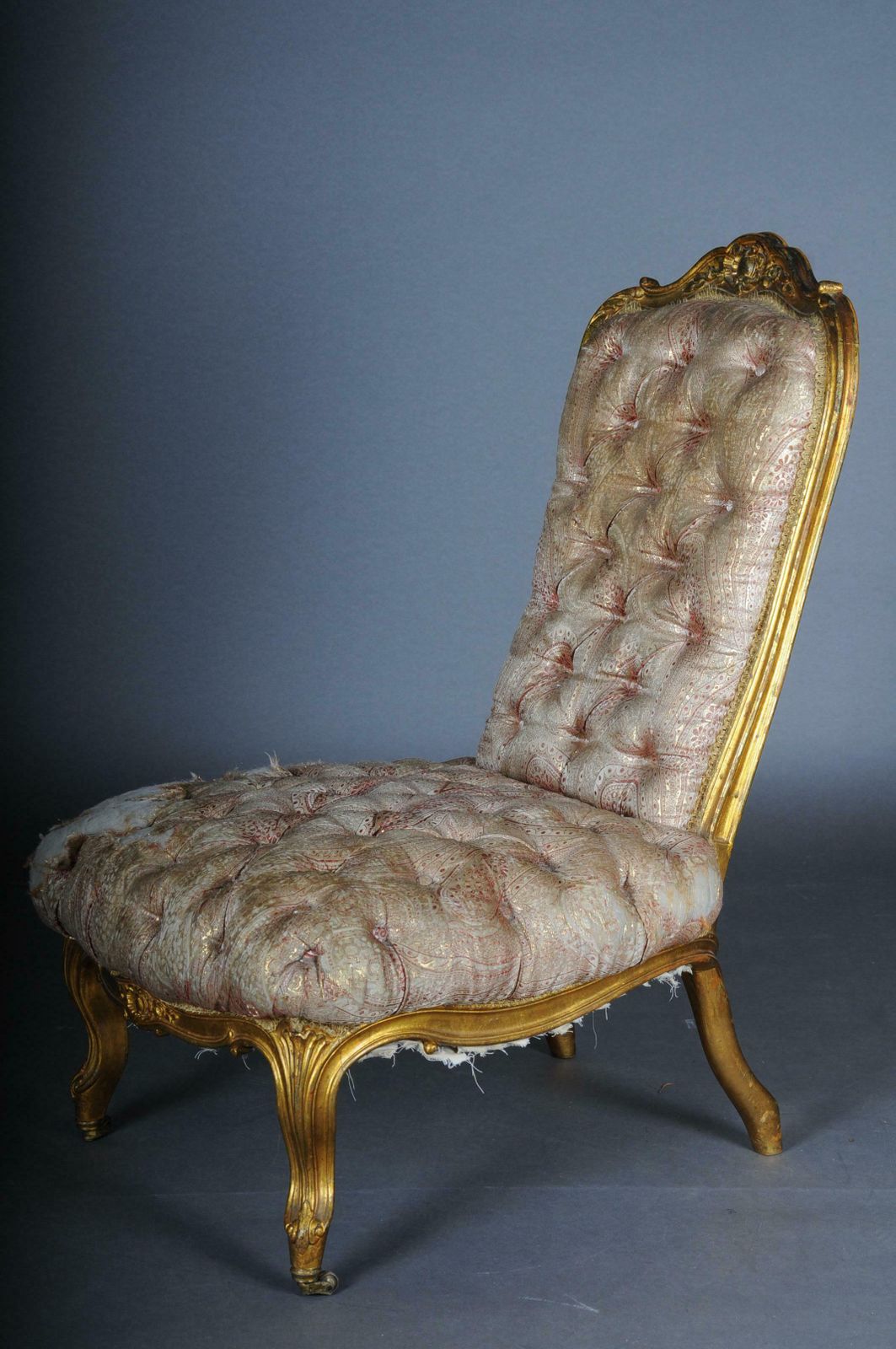 photo vintage 3 French Salon Lounge Chairs From The Bellevue Palace In Berlin, Gold From 1890