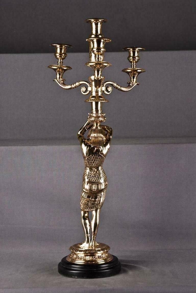 20th Century Empire Style Bronze Casted Figure Formed Candelabra photo 1016.0