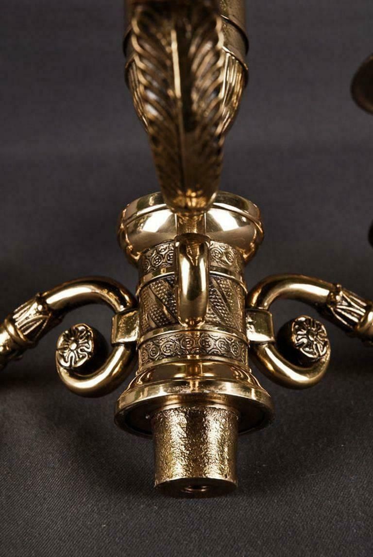 20th Century Empire Style Bronze Casted Figure Formed Candelabra photo vinterior