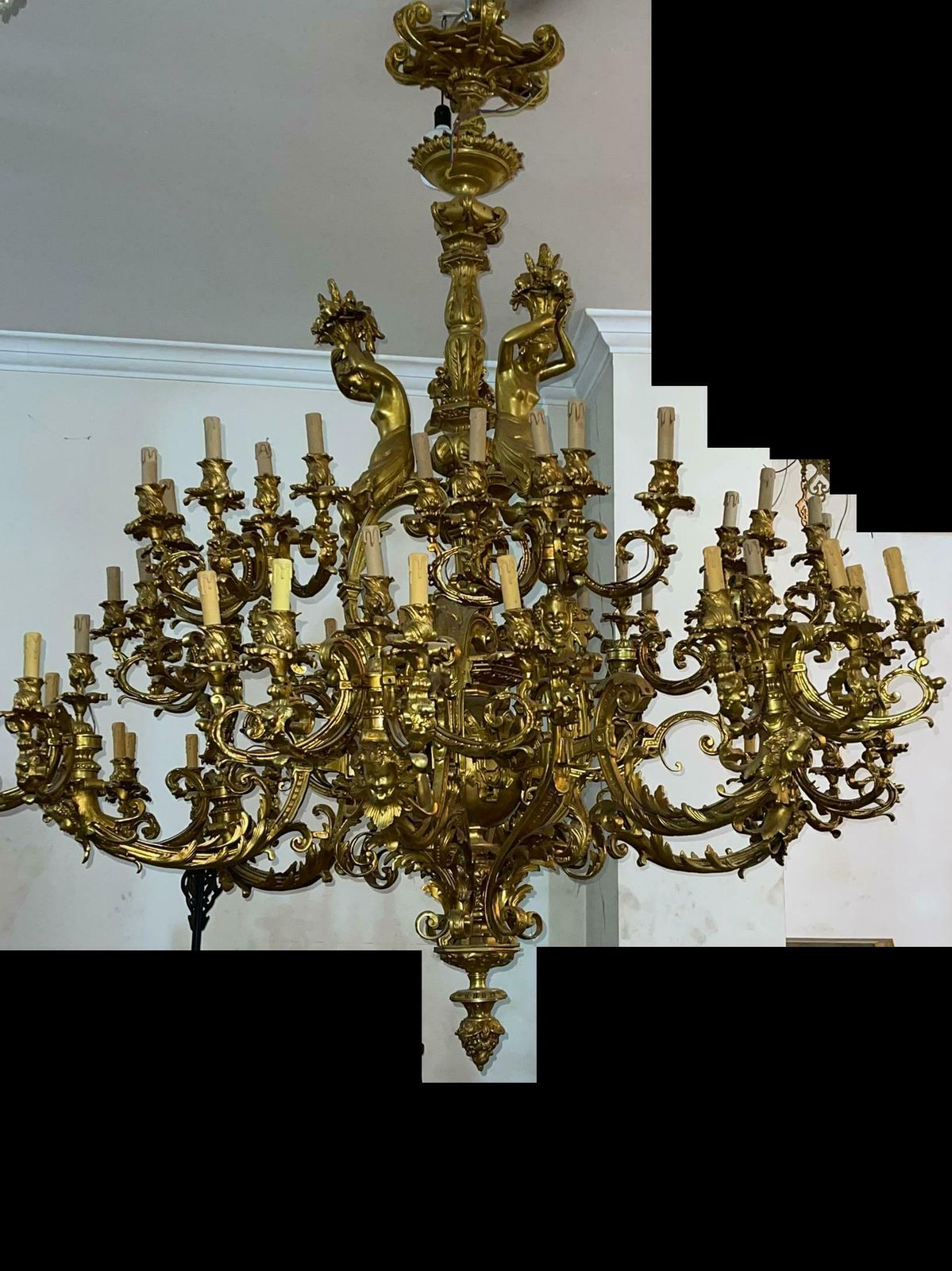 Monumental And Impressive 60 Light Gilt Chandelier, Paris ''1320 Lbs'' photo buy