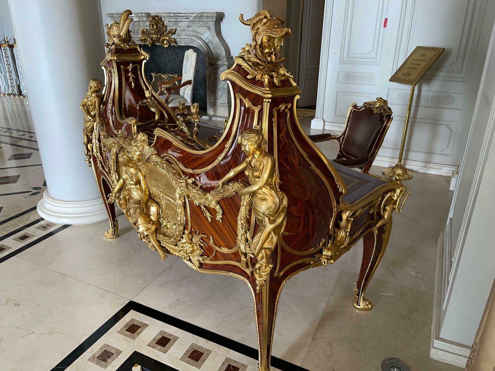 Furniture Magnificent Grand Bureau / Writing Desk Louis XV, After Francois Linke, Paris photo
