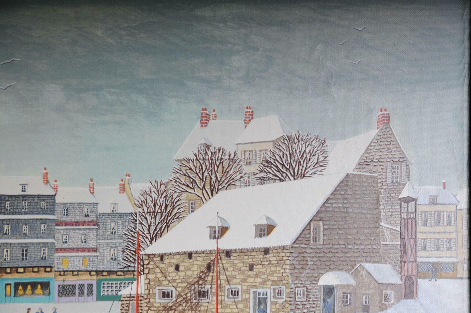 Oil Painting By André Bouquet Harbor In Winter photo vinterior