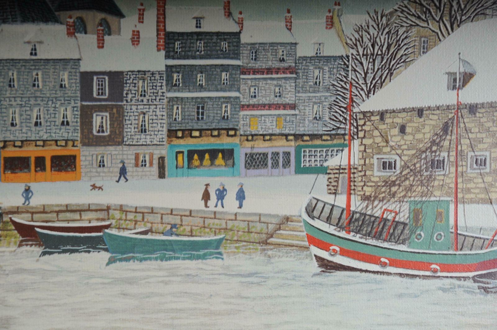 photo furniture Oil Painting By André Bouquet Harbor In Winter