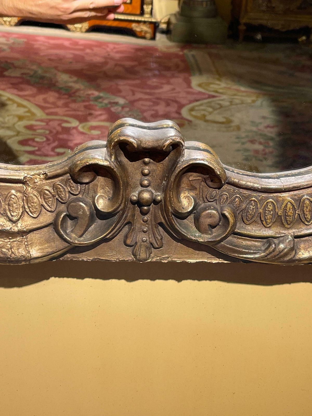 Stately Gilded Parlour Wall Mirror, Napoleon III photo vintage