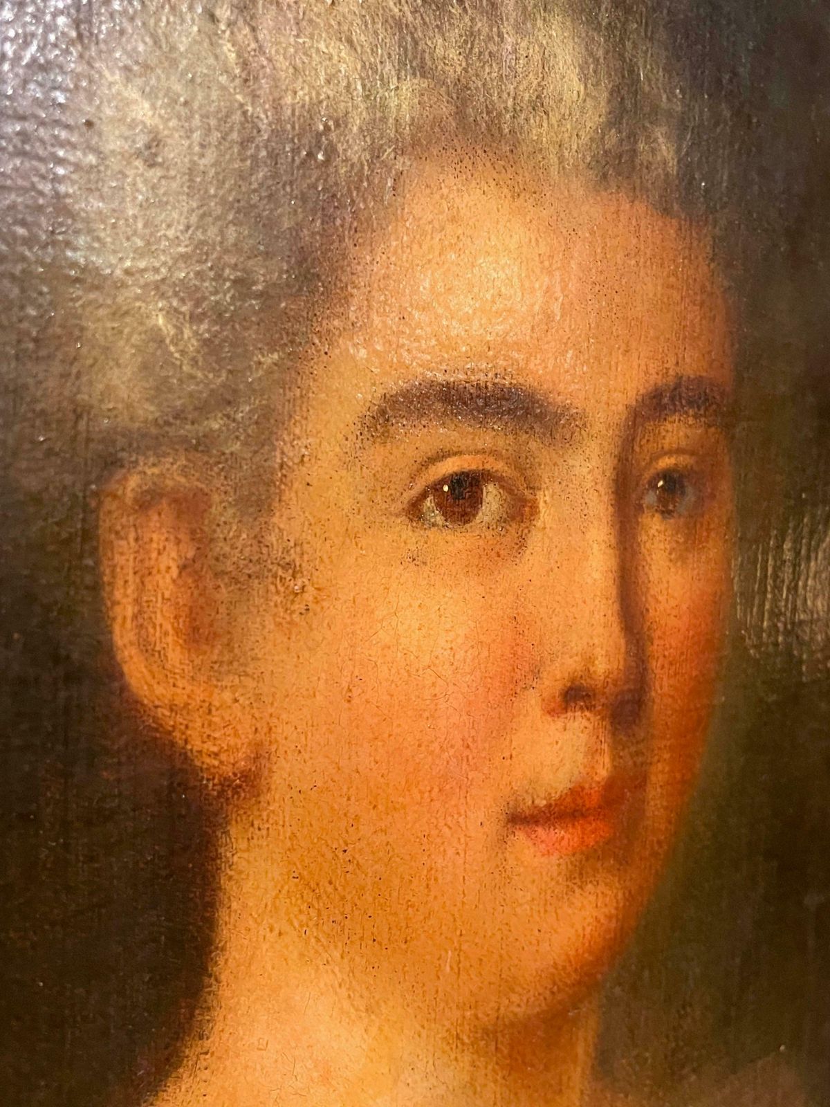 Antique Portrait / Oil Painting Of A Noblewoman, France 18th Century photo vintage