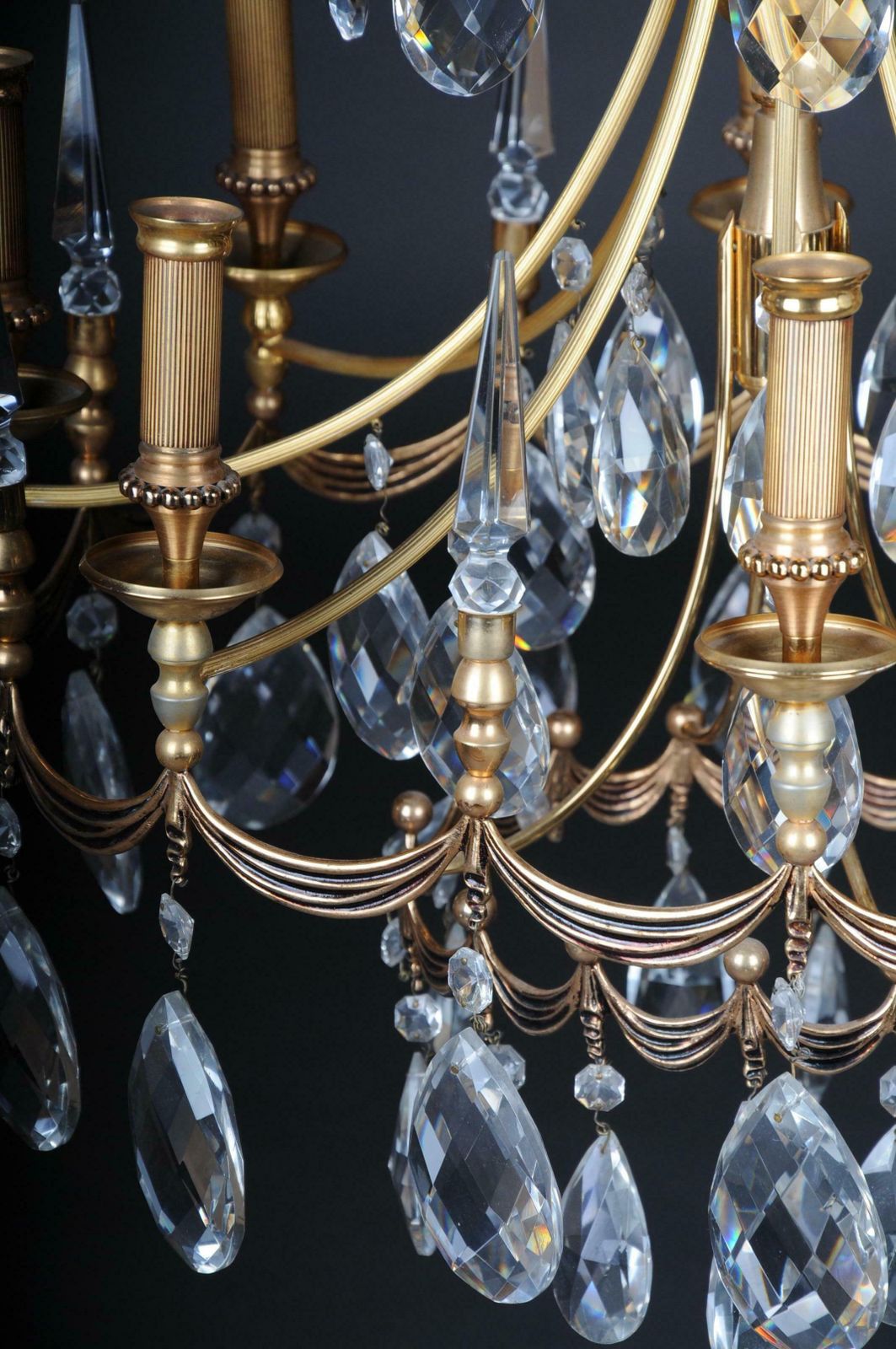 20th Century Large Gold Plated Brass Chandelier / Chandelier photo 2340.0