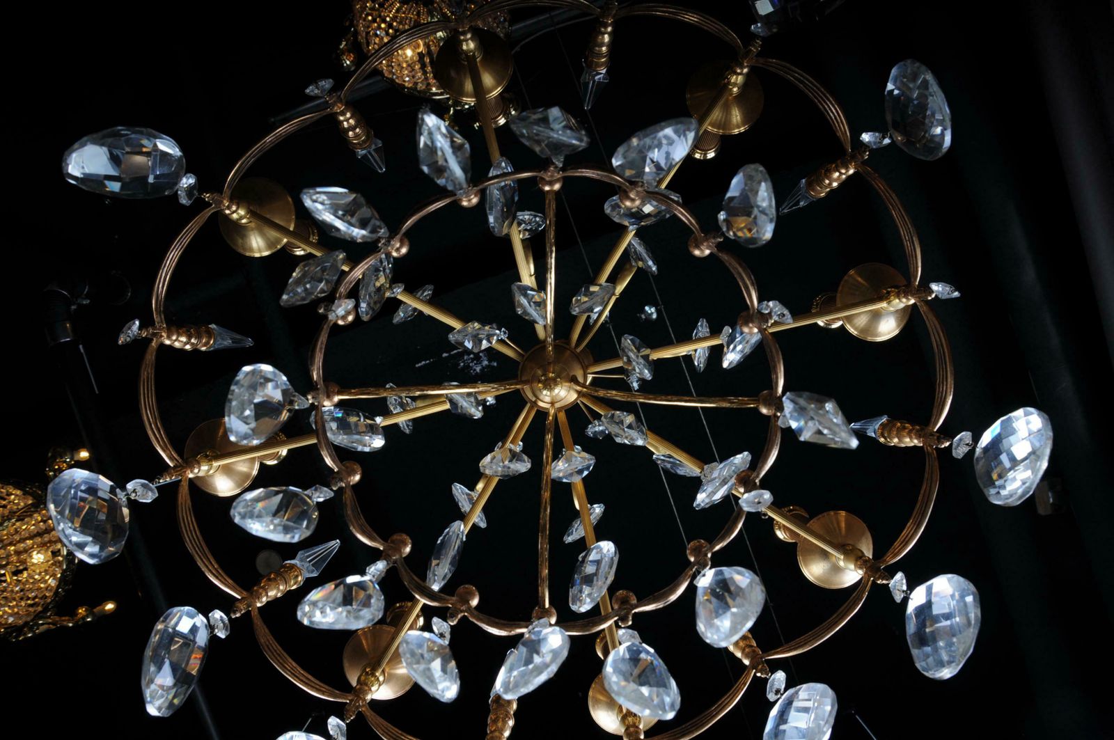 photo for sale 20th Century Large Gold Plated Brass Chandelier / Chandelier