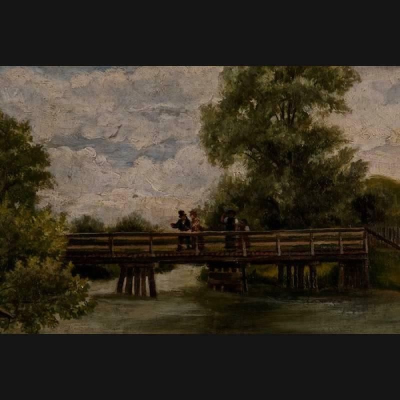 19th Century Painting Landscape With Children Playing photo furniture