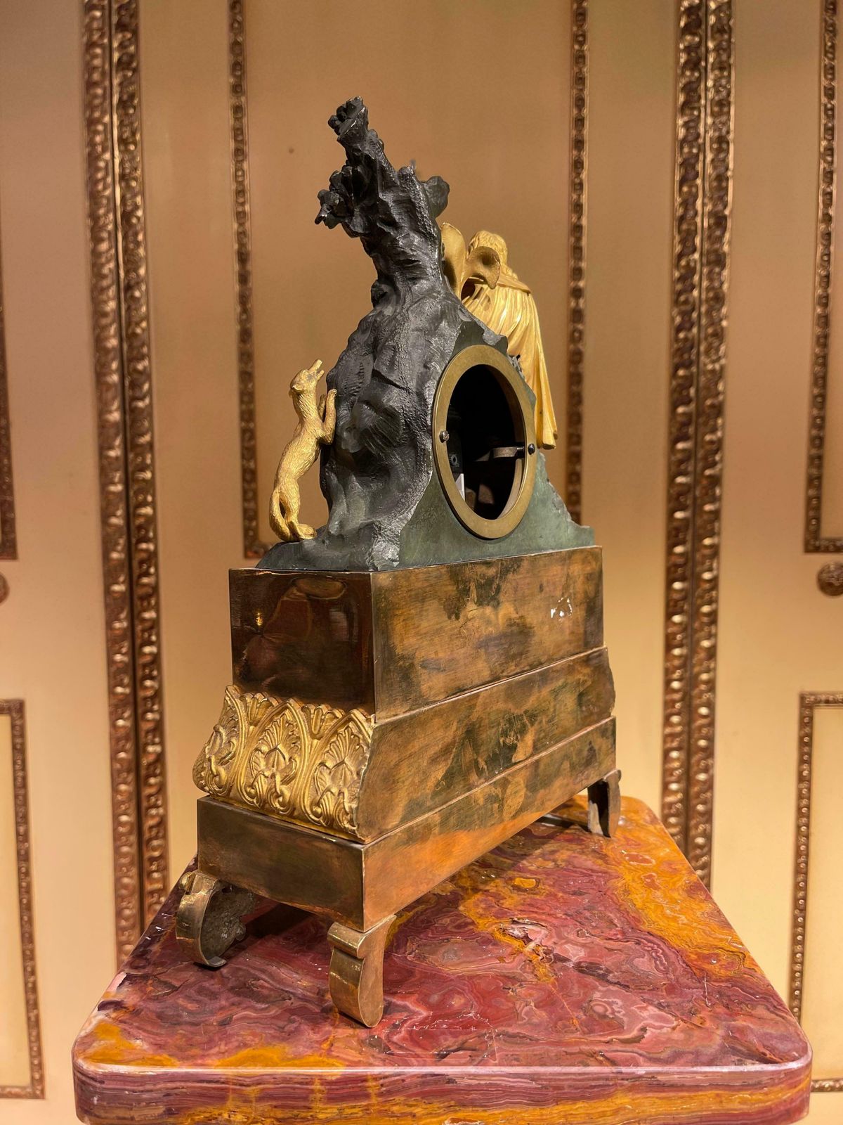 Antique Mantel Clock From Around 1850, France, Fire Gilded photo Home Decor