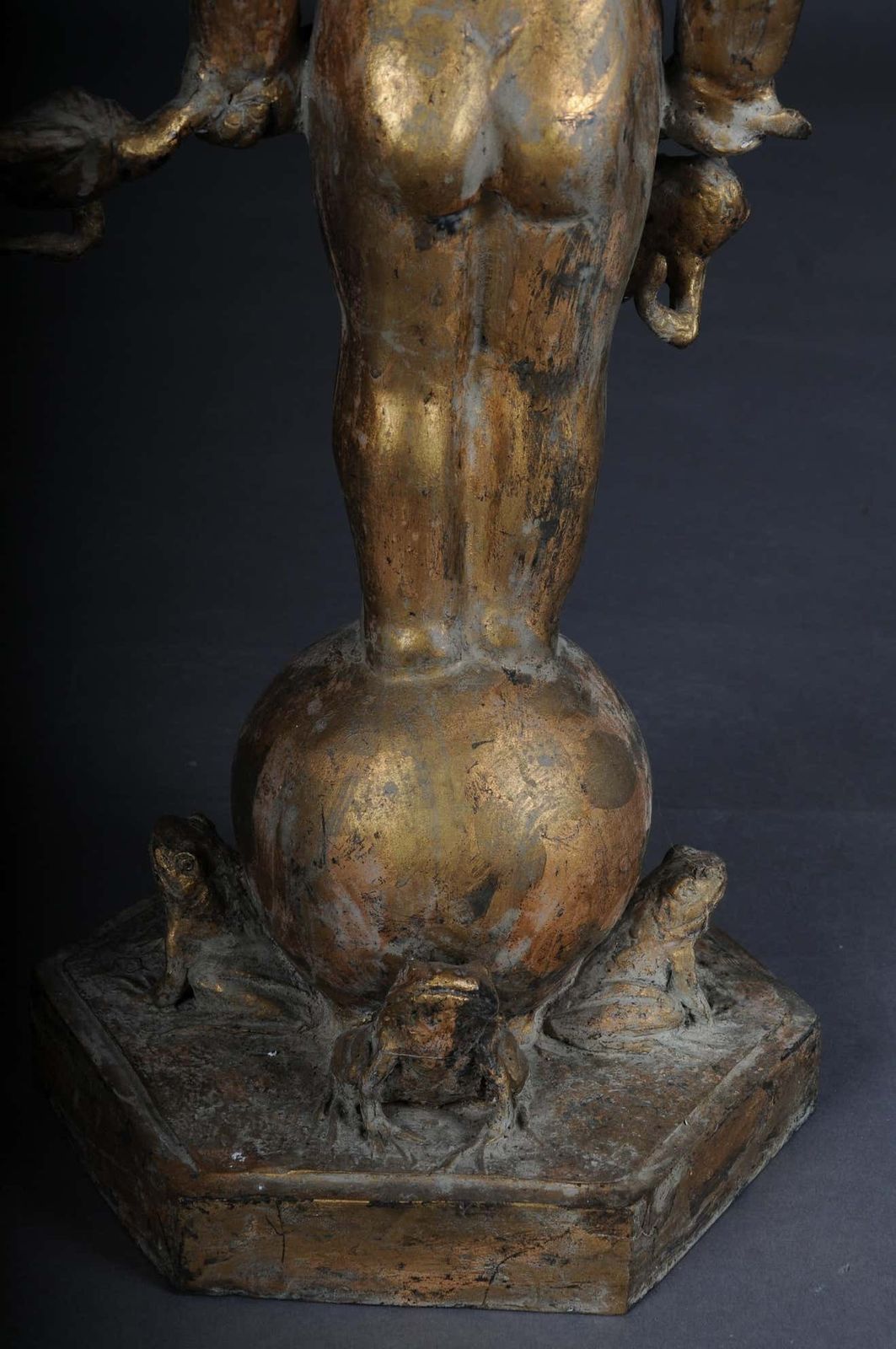photo buy 20th Century Unique Sculpture Of A Putto With Frogs, Gold