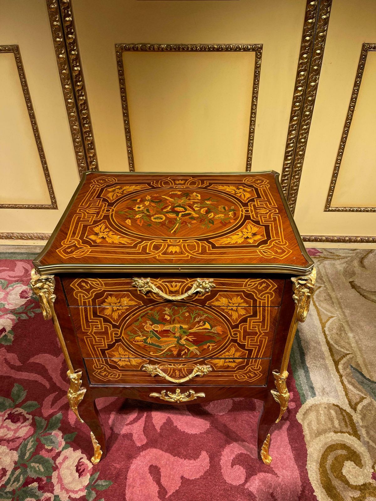 20th Century Side Table Chest Of Drawers Napoleon III Marquetry photo for sale