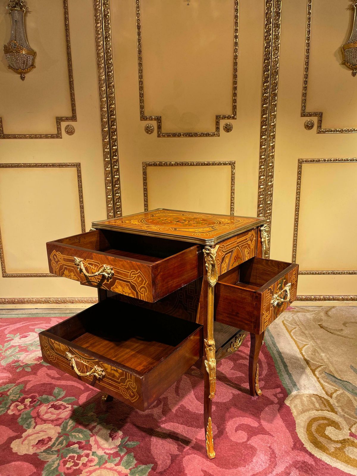 20th Century Side Table Chest Of Drawers Napoleon III Marquetry photo buy