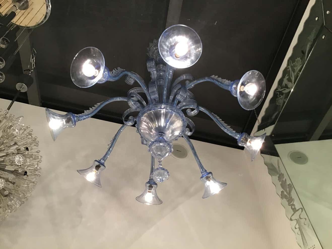 photo for sale Venini Chandelier 8 Lights Murano Glass 1940 Italy