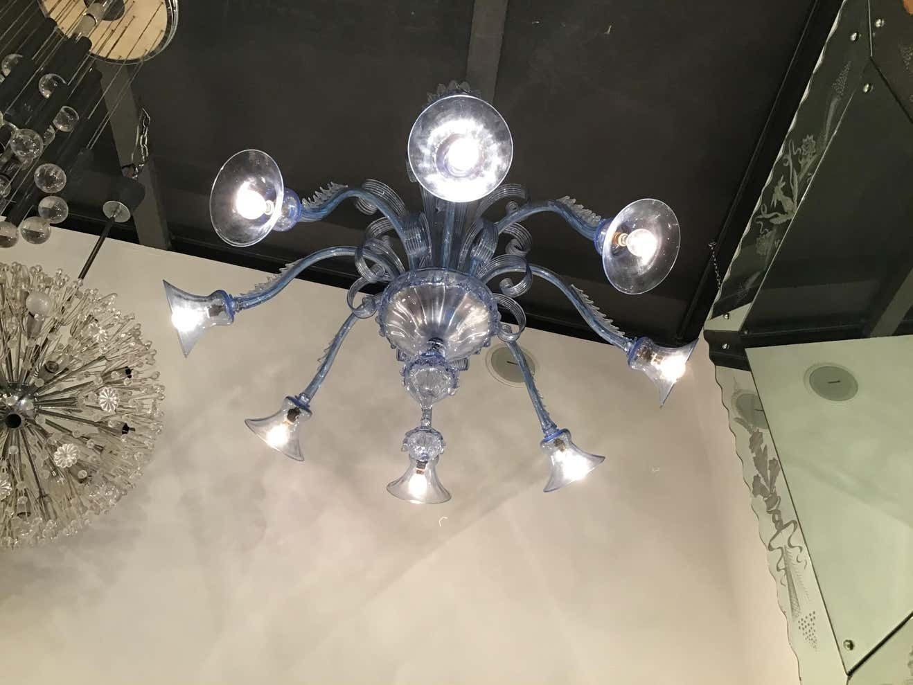 Lighting Venini Chandelier 8 Lights Murano Glass 1940 Italy photo