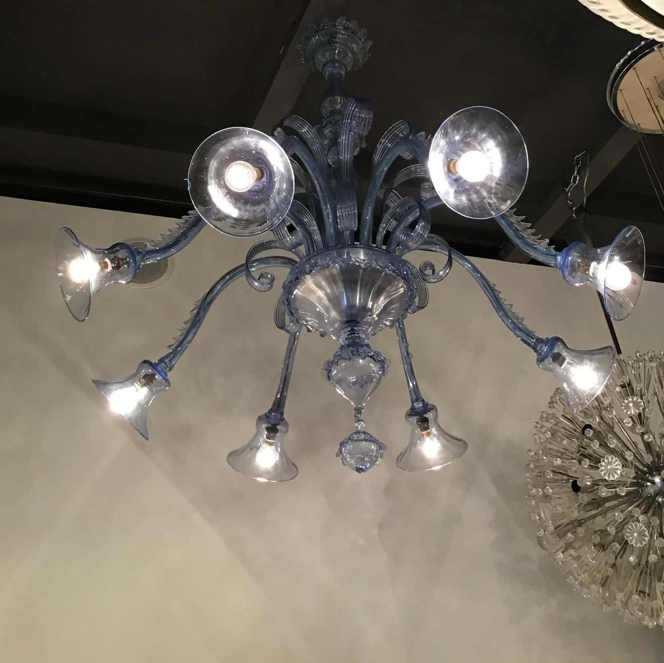 10791.0 Venini Chandelier 8 Lights Murano Glass 1940 Italy photo