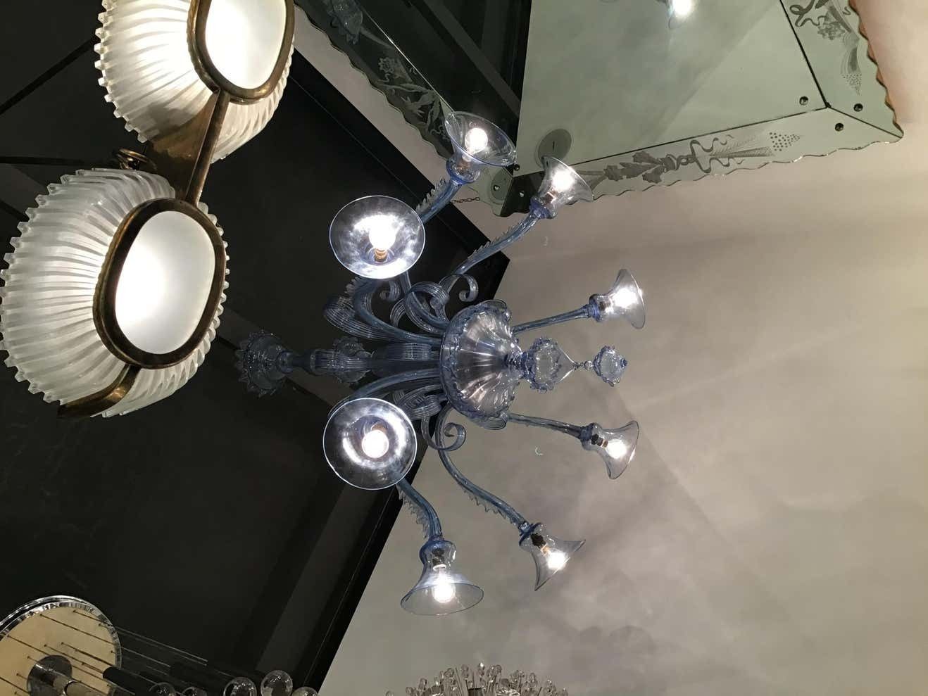 photo vinterior Venini Chandelier 8 Lights Murano Glass 1940 Italy