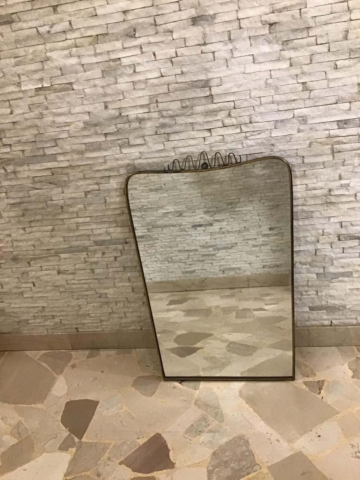 Gio’ Ponti Fontana Arte Mirror Brass Wood Glass 1950 Italy photo buy