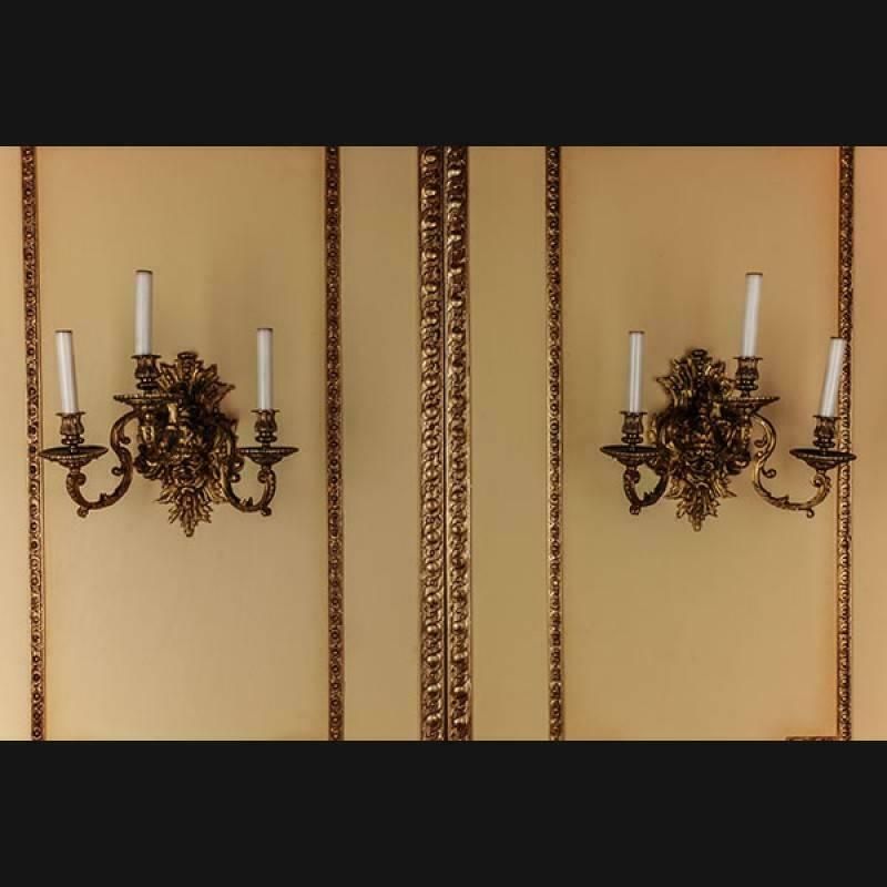 19th Century Regency Louis XV Style Bronze Gilt Pair Of Wall Lights photo vinterior