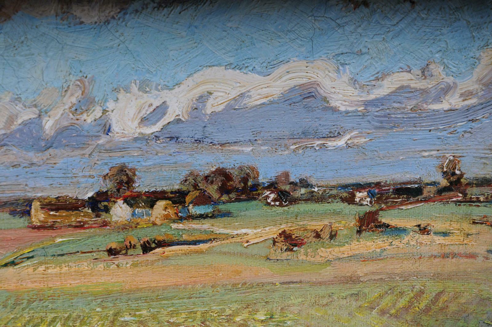 1206.0 Impressionistic Oil Painting Idyllic Autumn Landscape Signed, 20th Century photo