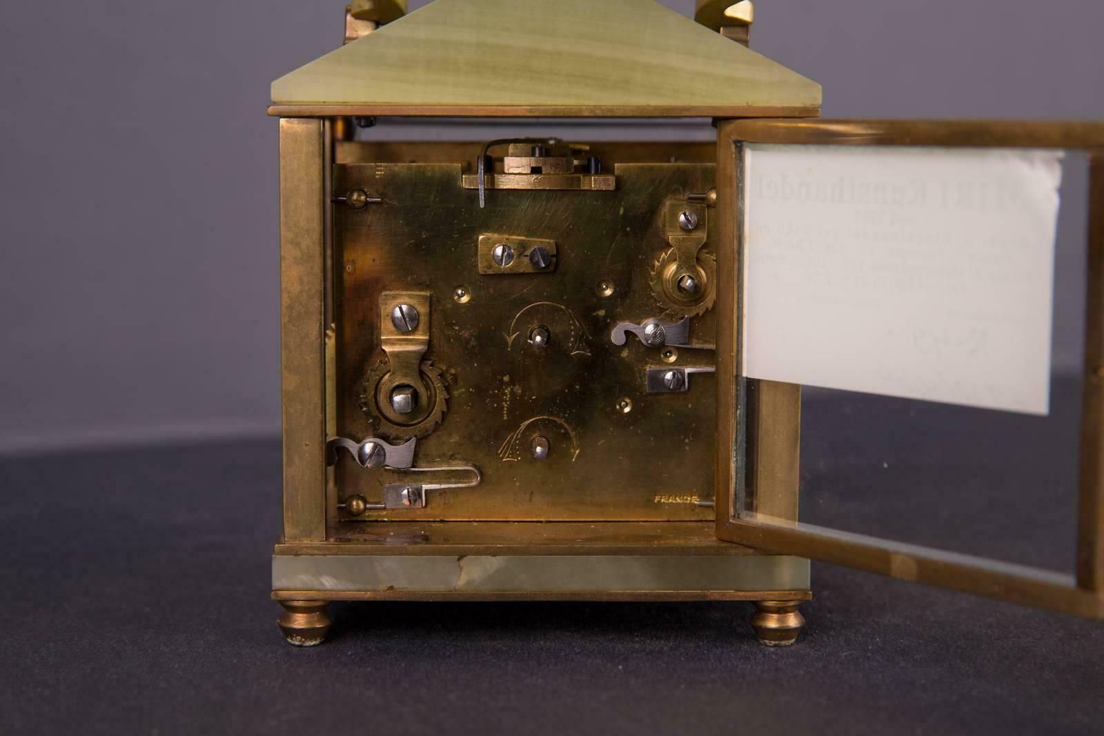 19th Century Neoclassical Bronze French Travel Watch Travel Alarm Clock photo vinterior