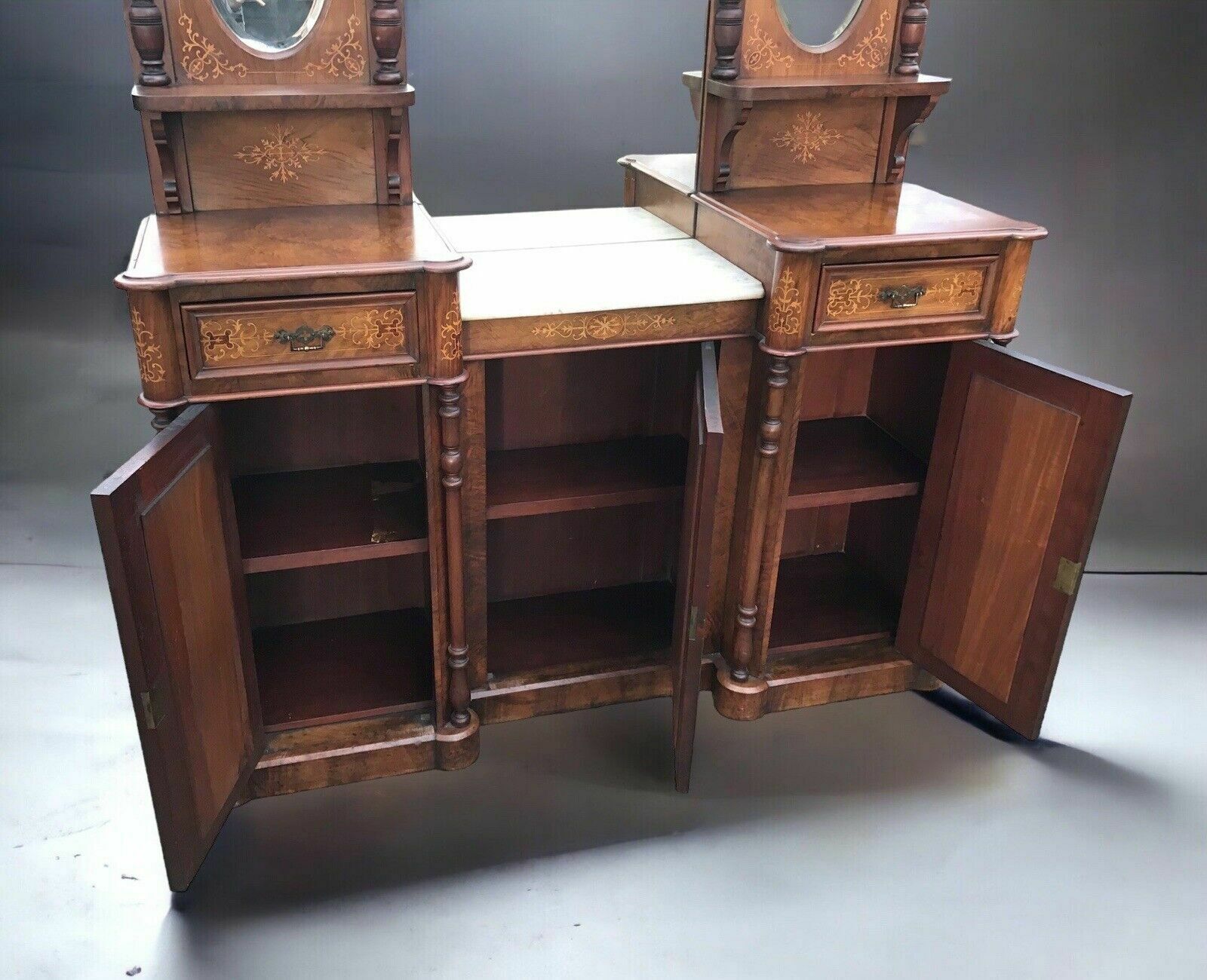 Antique Victorian Walnut Credenza Chiffonier Dresser Potential Sink Vanity Unit photo Furniture