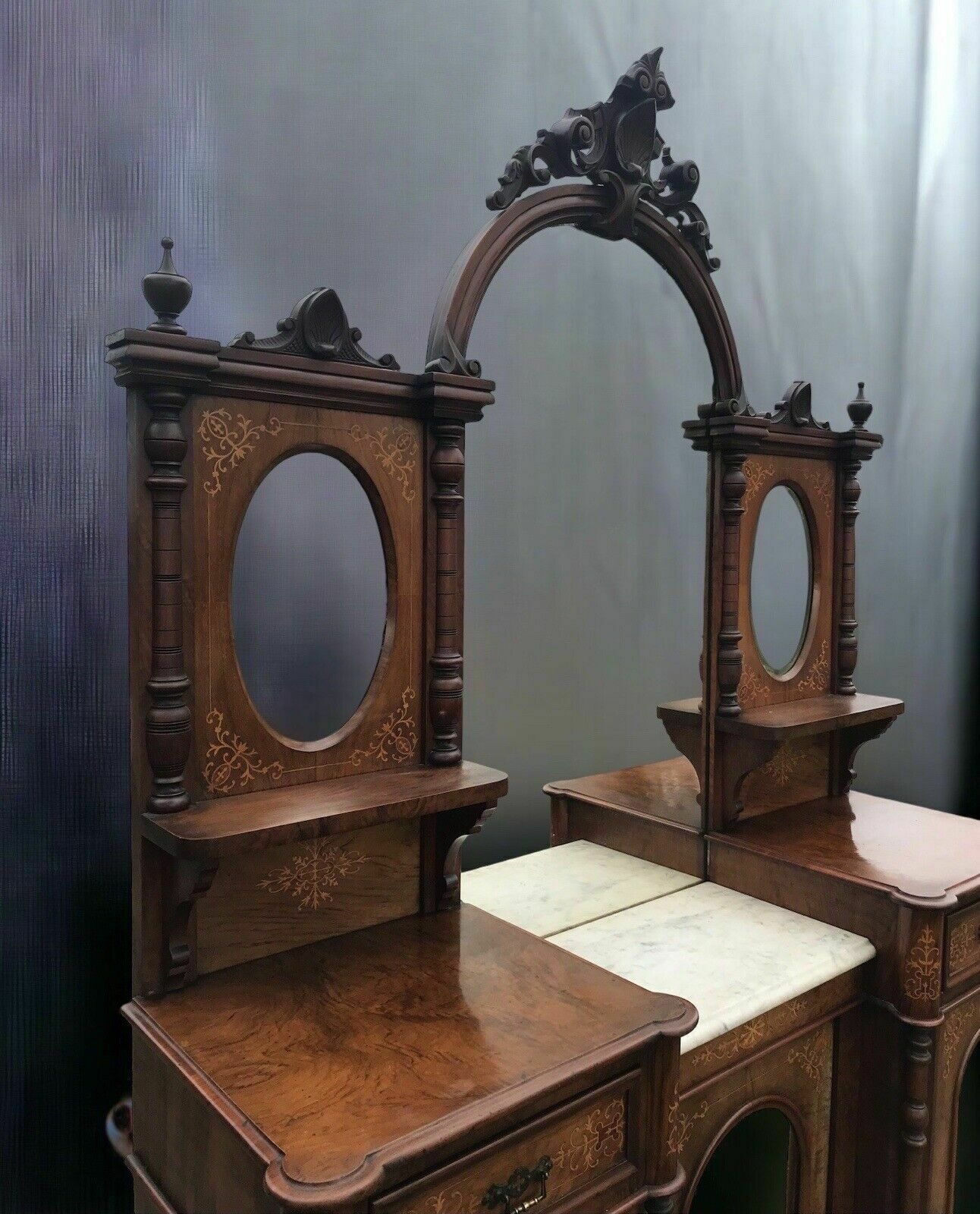 Antique Victorian Walnut Credenza Chiffonier Dresser Potential Sink Vanity Unit photo vinterior