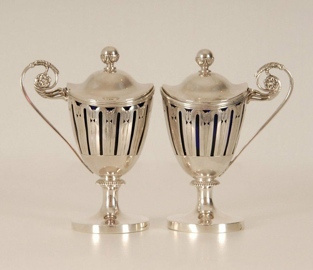 Early 19th Century Sterling Silver French 1st Empire Napoleonic Mustard Pots, Set Of 2