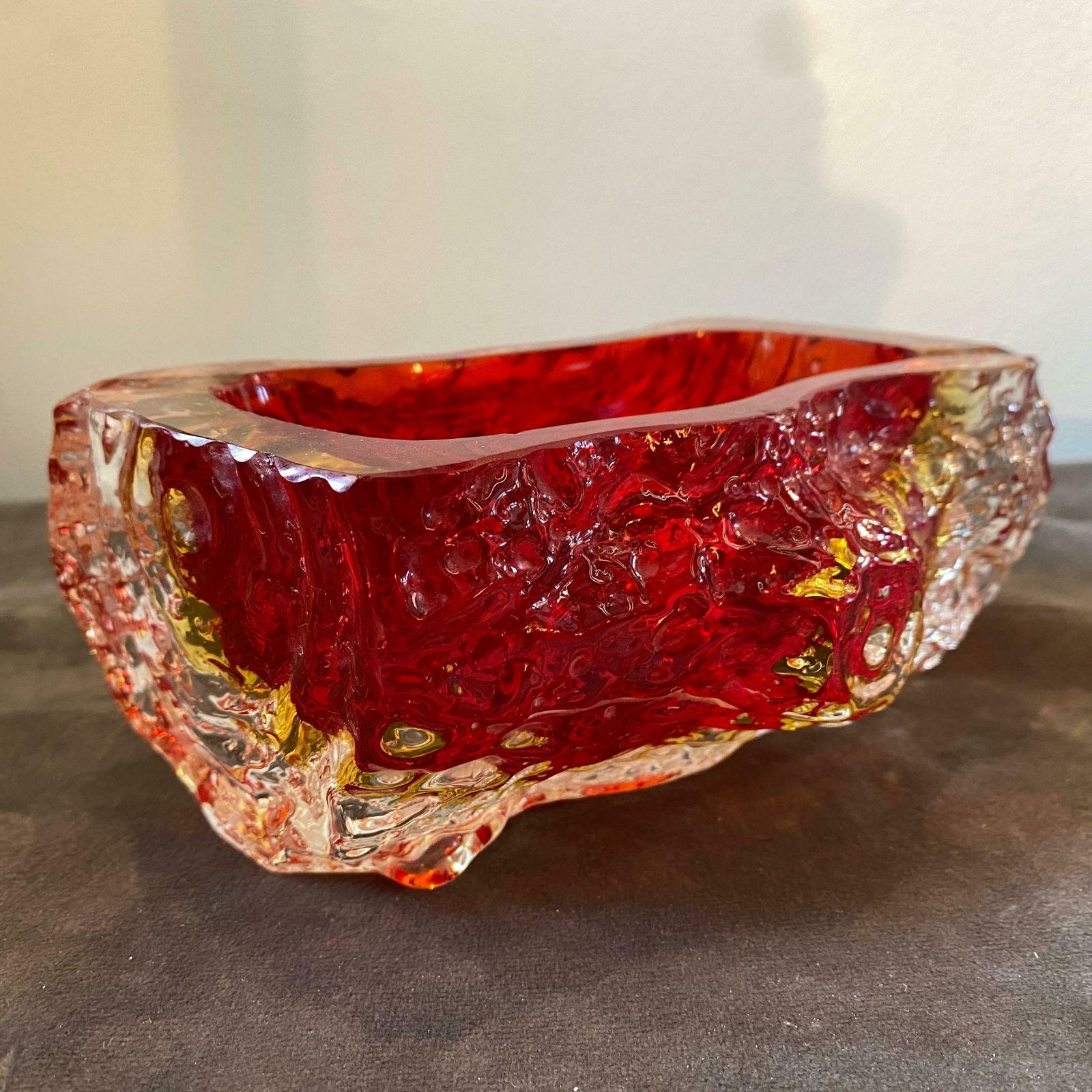 1970s Mandruzzato Modernist Red Sommerso Murano Glass Ashtray photo buy