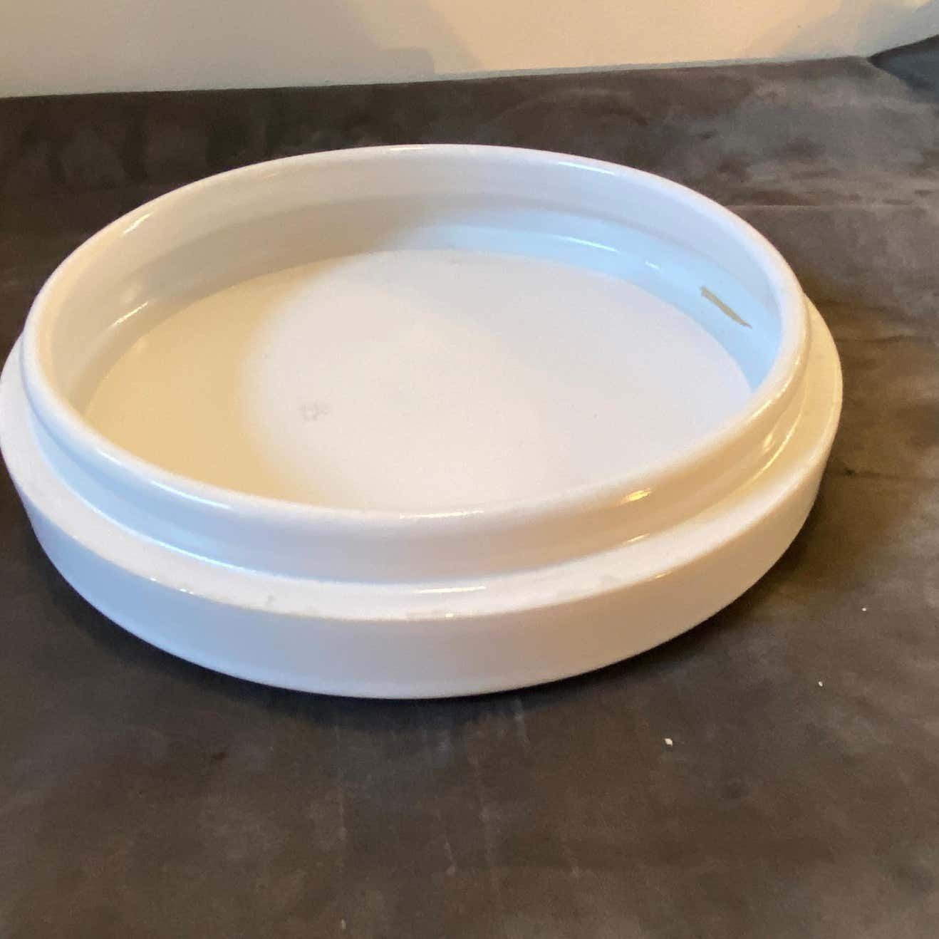1980s Mangiarotti Style Modernist White Ceramic Round Italian Ashtray photo buy