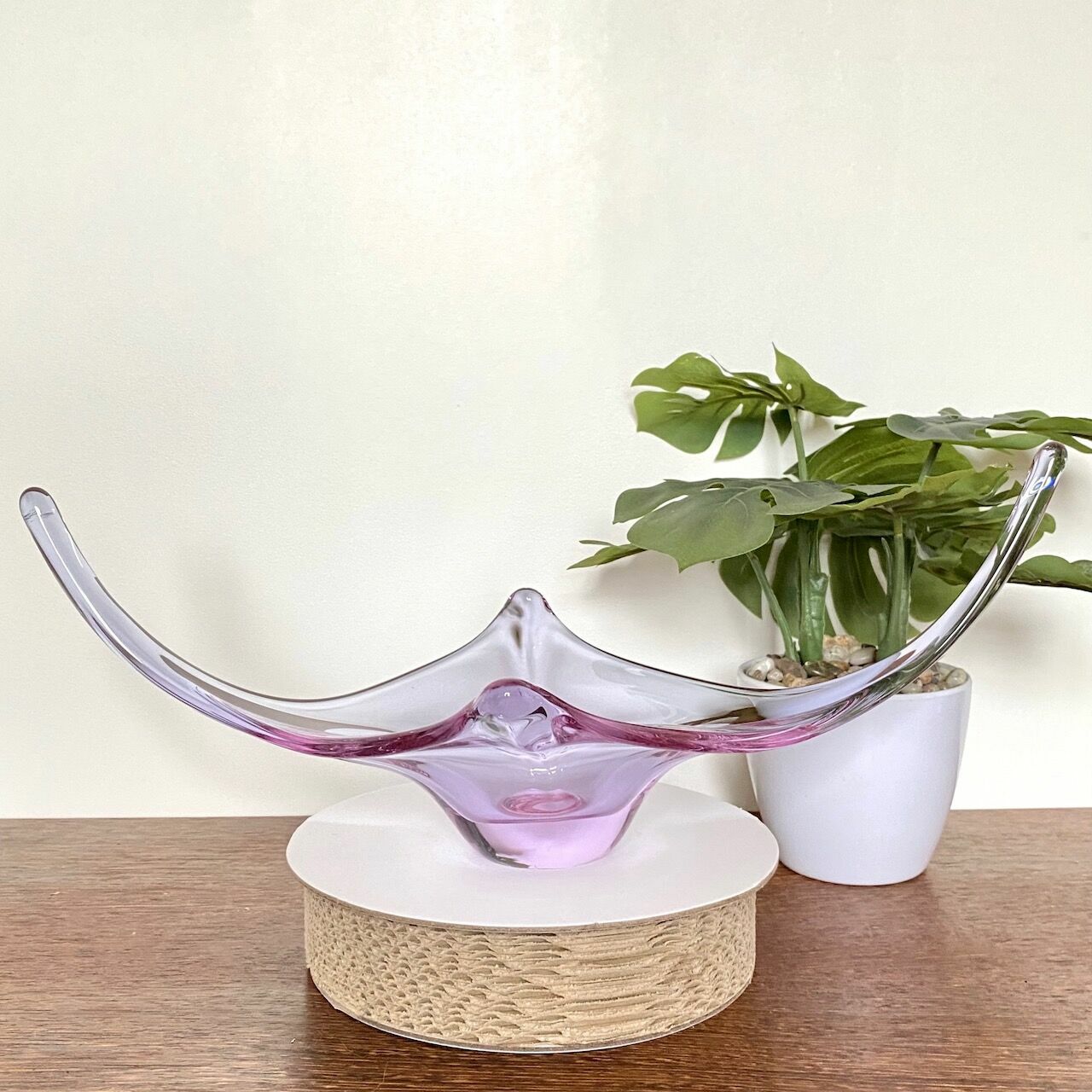 Murano Organisch Glazen Sculptuur Schaal – Lila photo 115.0