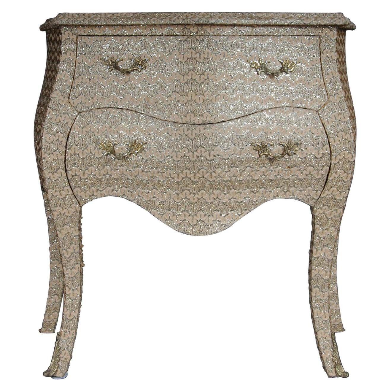 Extravagant Golden Baroque Designer Chest Of Drawers With Fabric Cover