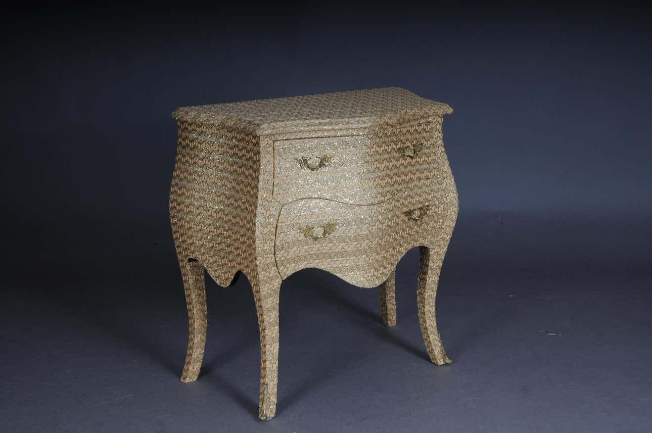 Extravagant Golden Baroque Designer Chest Of Drawers With Fabric Cover photo furniture