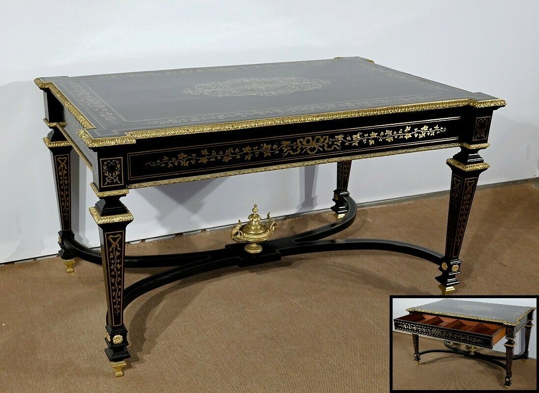 Important Bureau All Faces In Blackened Poirier, Napoleon III Period   Mid 19th Century