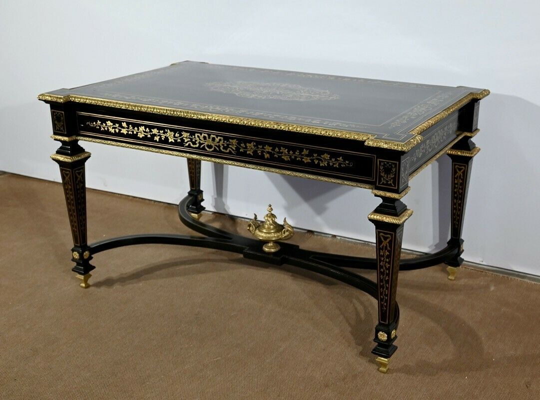Important Bureau All Faces In Blackened Poirier, Napoleon III Period   Mid 19th Century photo Furniture