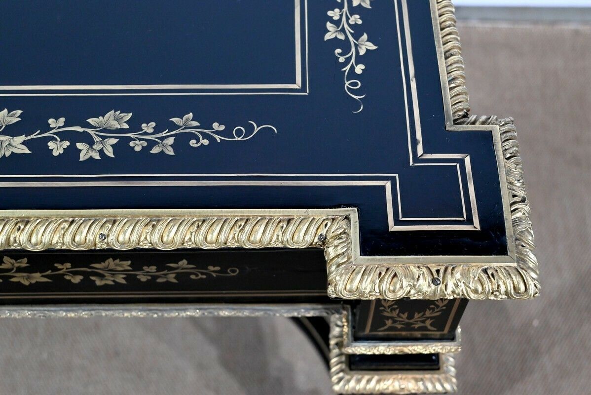 Furniture Important Bureau All Faces In Blackened Poirier, Napoleon III Period   Mid 19th Century photo