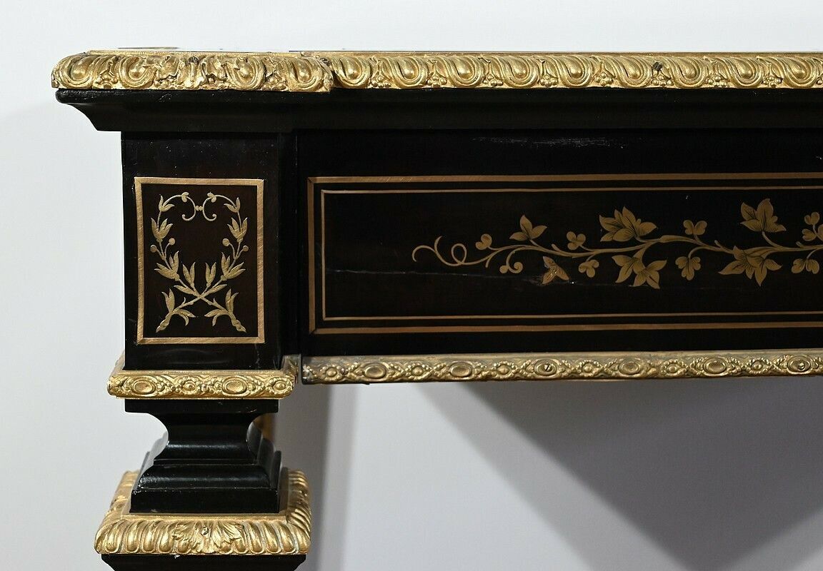 photo vintage Important Bureau All Faces In Blackened Poirier, Napoleon III Period   Mid 19th Century