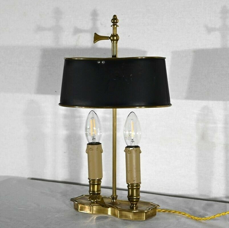 Small Brass Bouillotte Lamp   Late 19th Century photo Lighting