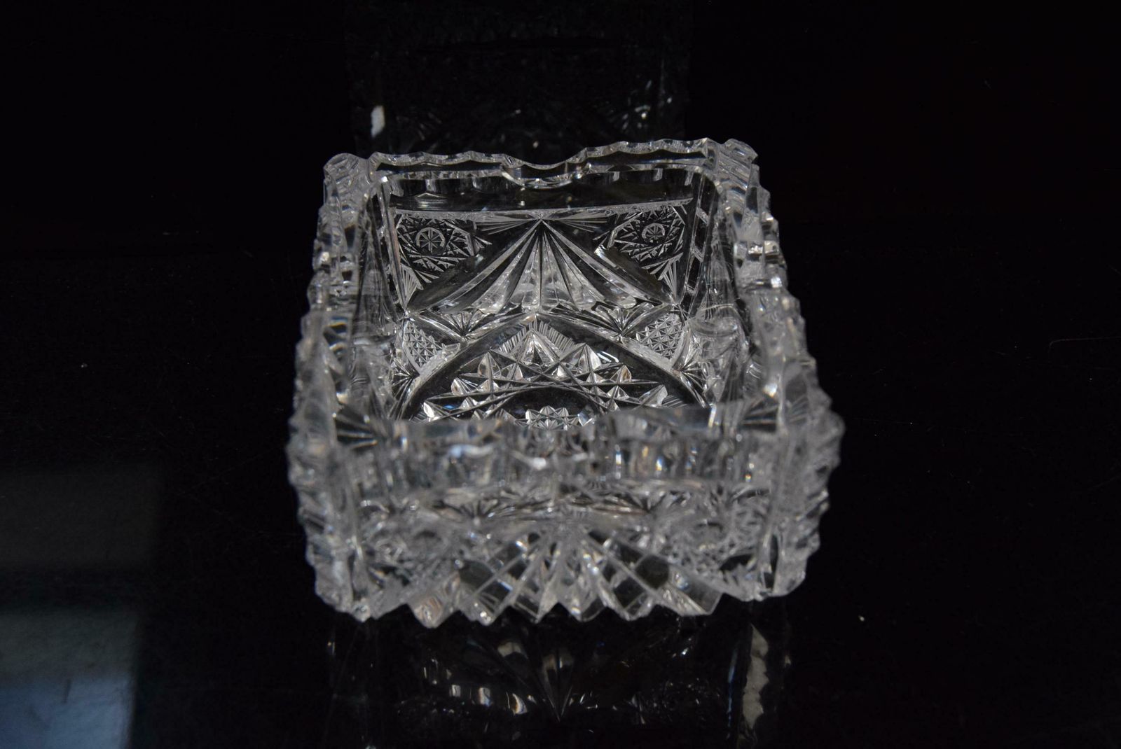 photo for sale Pair Of Rare Vintage Ashtrays, Cut Crystal Glass,Bohemia In The 1960's.