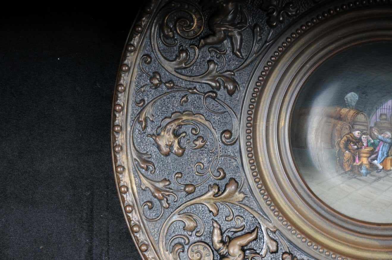 Rare Angel Relief Porcelain Painting Beer Cellar, 1890 photo for sale