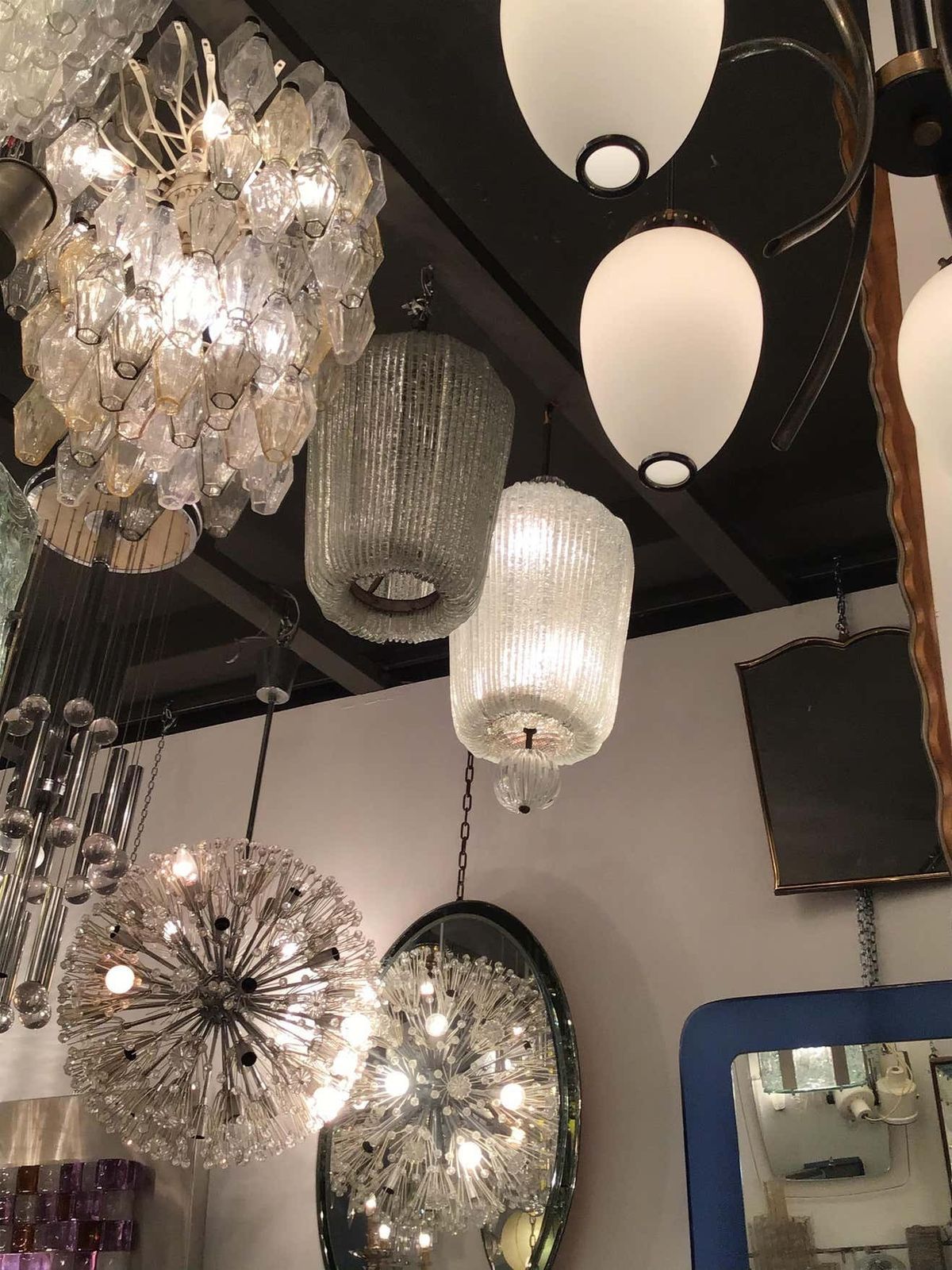 Venini Couple Chandeliers Murano Glass Iron Brass 1940 Italy photo 40466.0