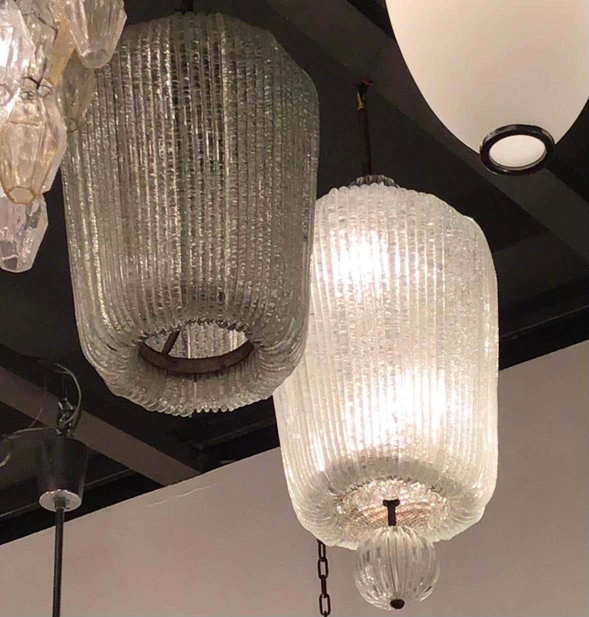 Venini Couple Chandeliers Murano Glass Iron Brass 1940 Italy photo vinterior