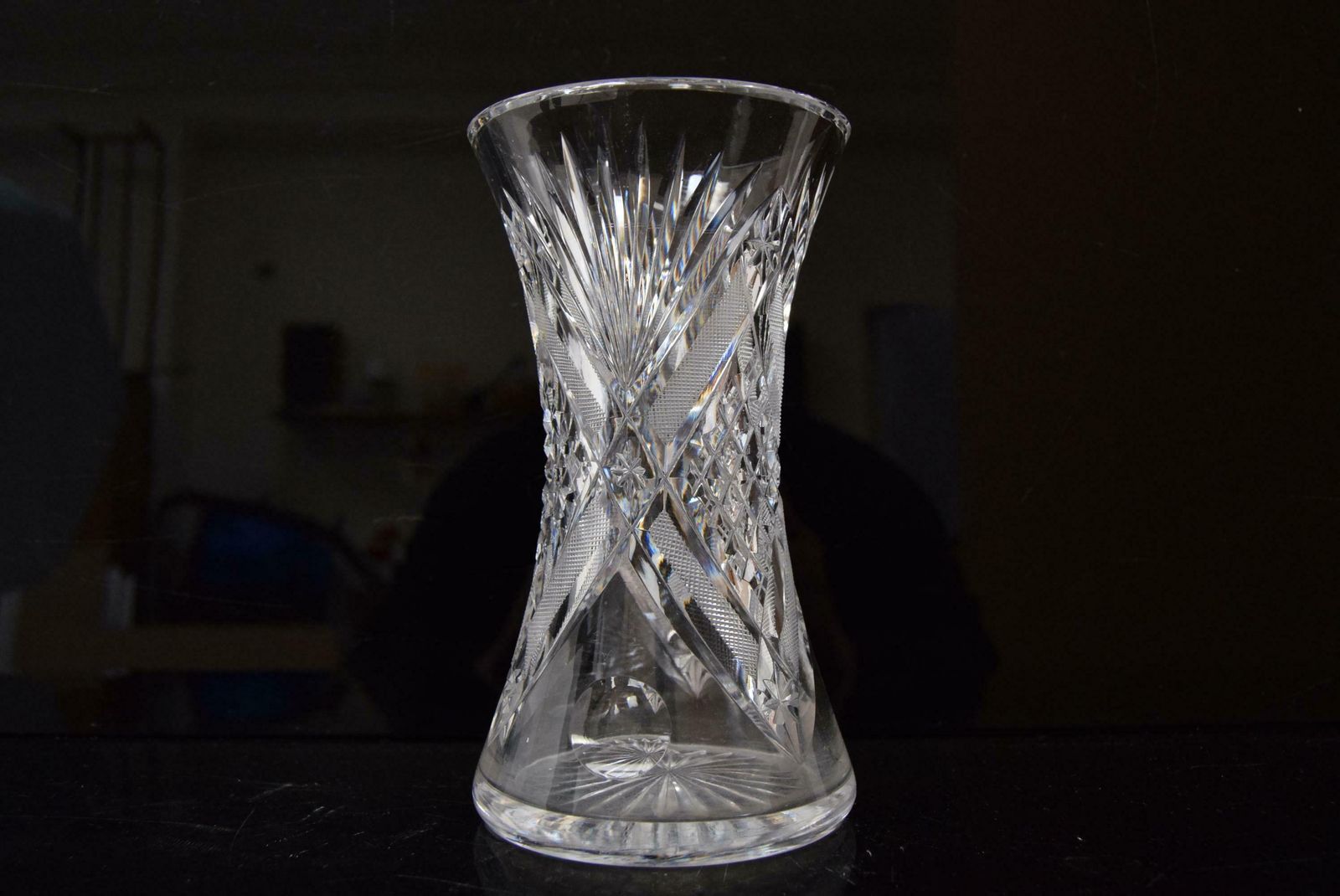 Rare Vintage Vase,Cut Crystal Glass,Bohemia In The 1960's. photo for sale