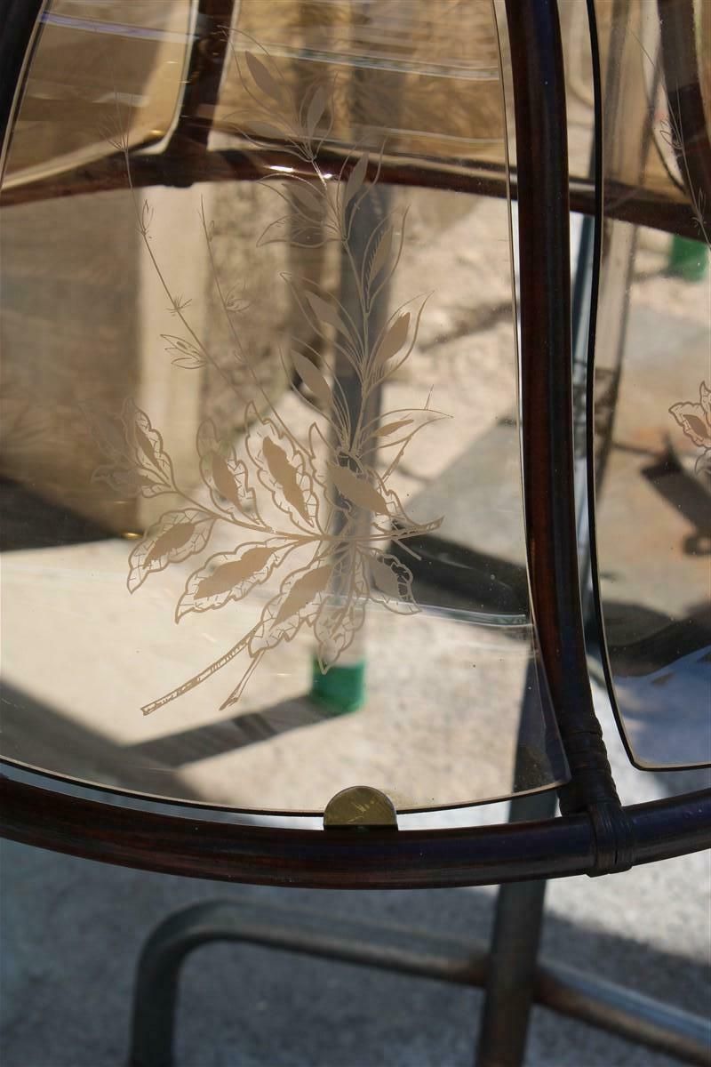 3022.0 Pair Of Round Dome Chandeliers Bamboo Glass Decorated With Leaves, Italy photo