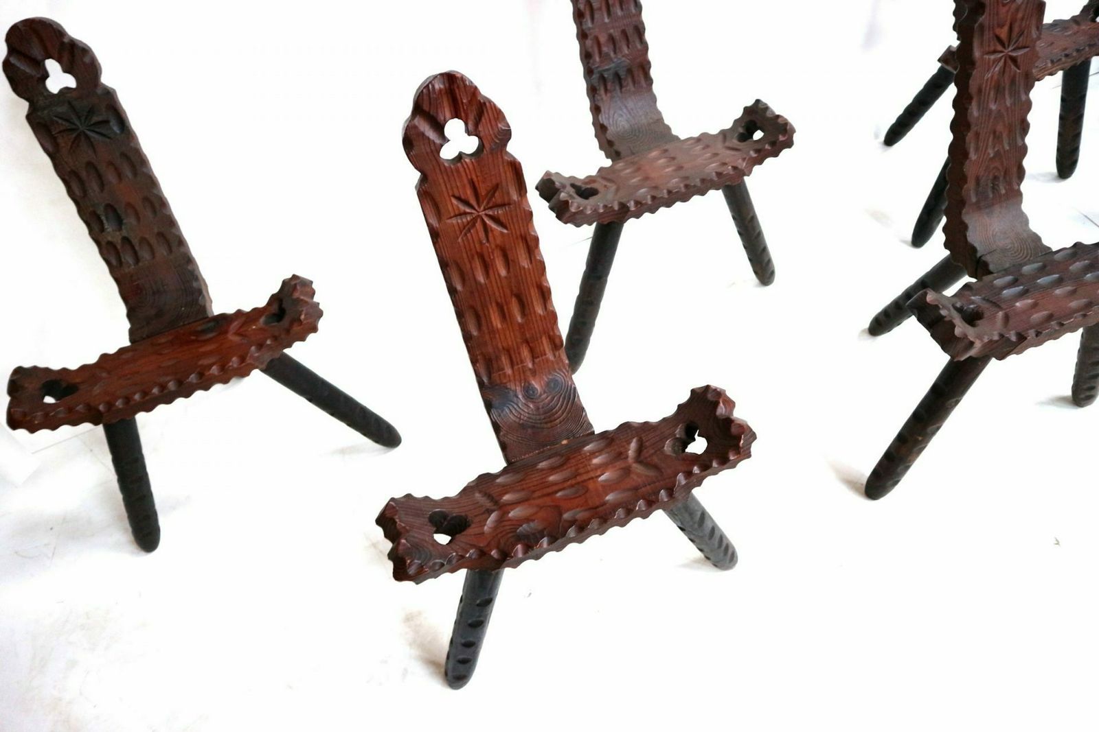Spanish Brutalist Wooden Chairs / Stools From The 1920s (11 Pieces In Stock) photo buy
