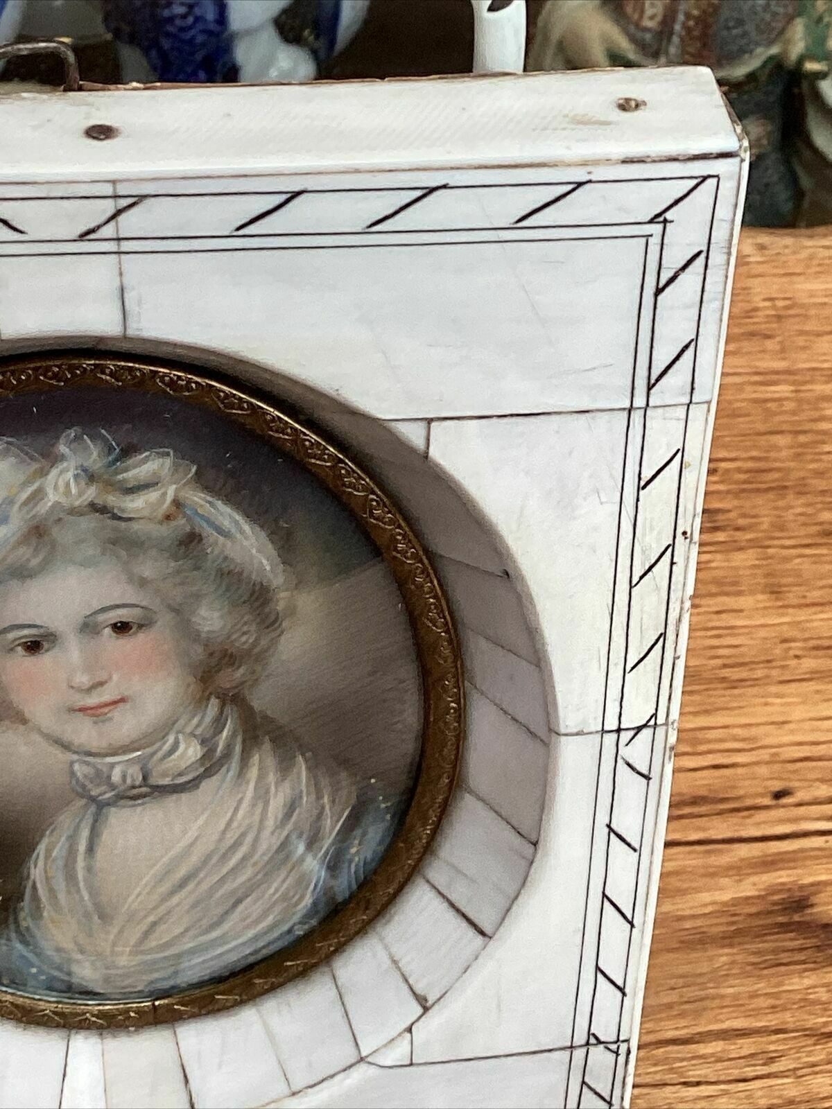 C.1840 Domenico Bossi Oval Miniature Of Female Sitter In Décolleté Finery photo vintage