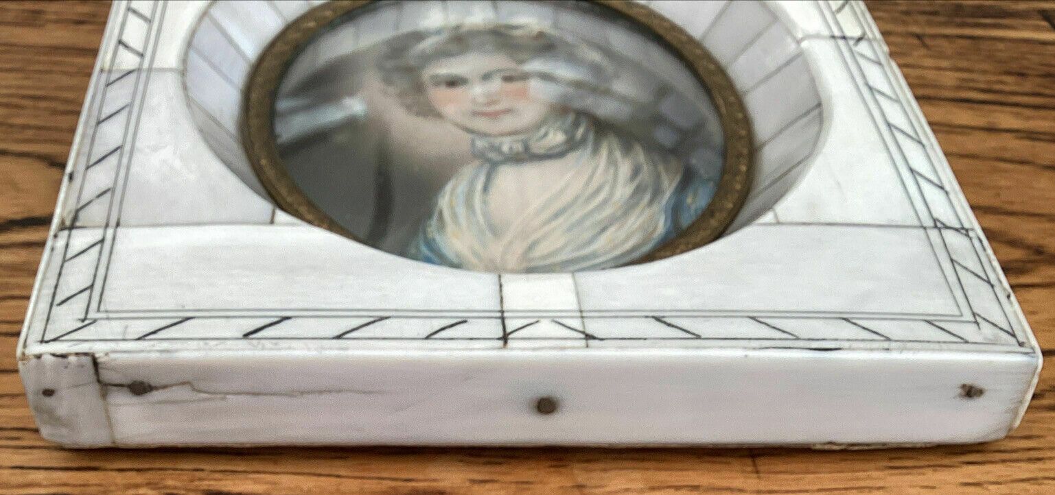 photo buy C.1840 Domenico Bossi Oval Miniature Of Female Sitter In Décolleté Finery