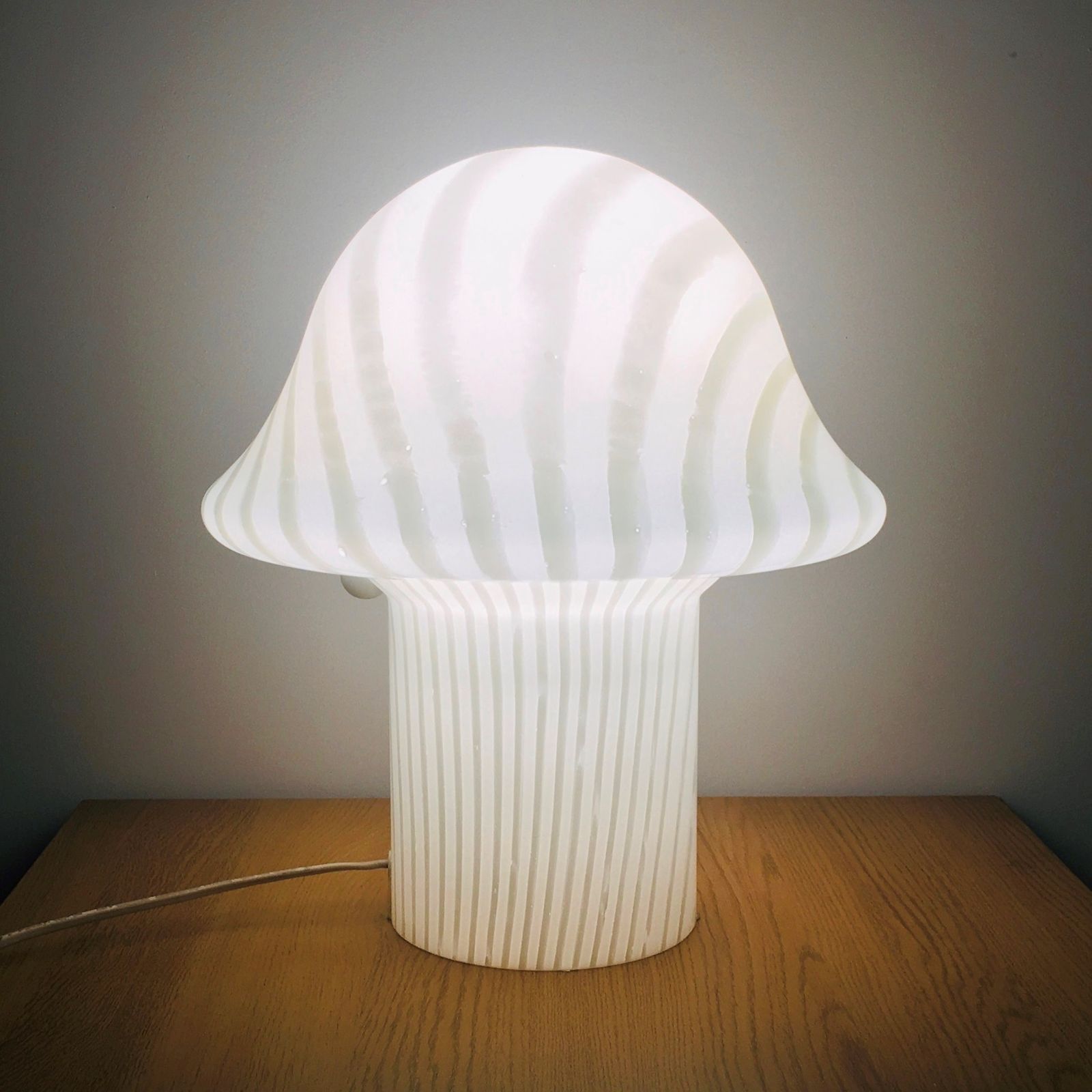 Large Striped Glass Mushroom Table Lamp From Peill & Putzler, Germany, 1970s photo furniture